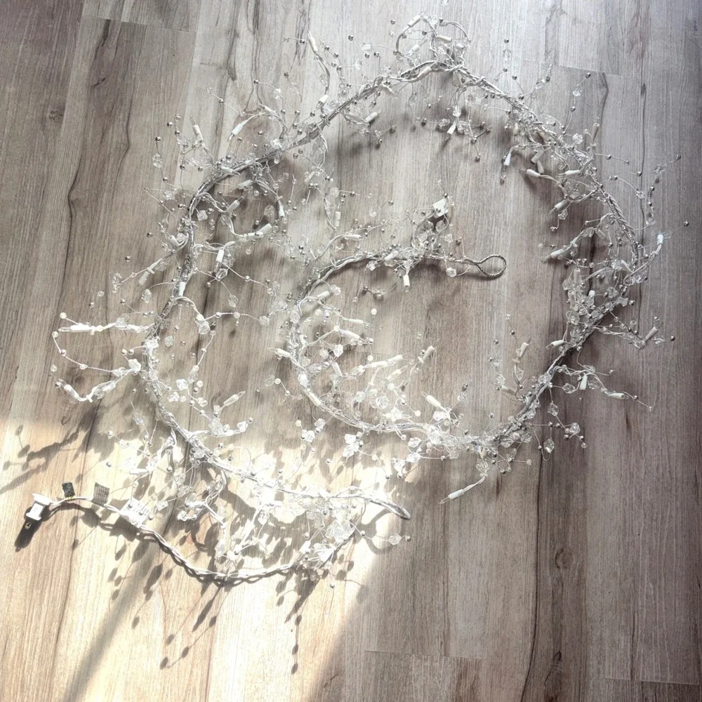 9' LED Gem Garland 100 Warm White LED Lights Christmas Holidays Weddings